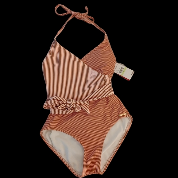 NWT Vince Camuto V-Neck Wrap Tie One Piece Swimsuit - Sailor Stripe V27585 - Picture 4 of 11